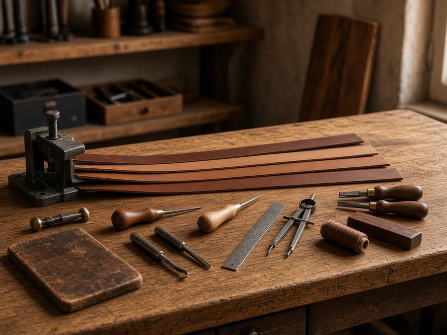 Stitching bench with tools